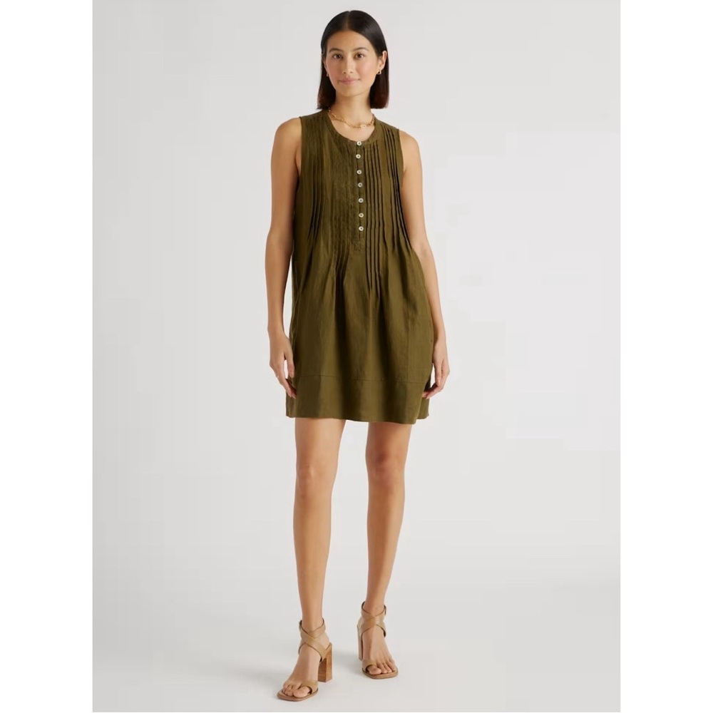 Quince Olive Green Mini Dress